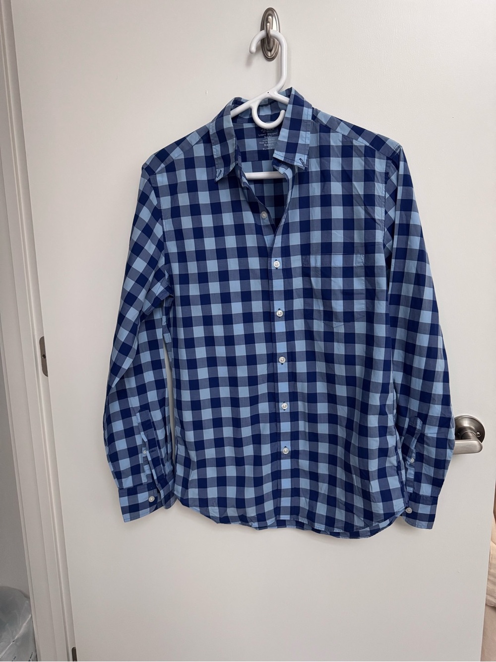 J. Crew Navy and Light Blue Gingham Long-Sleeve Button Down Shirt